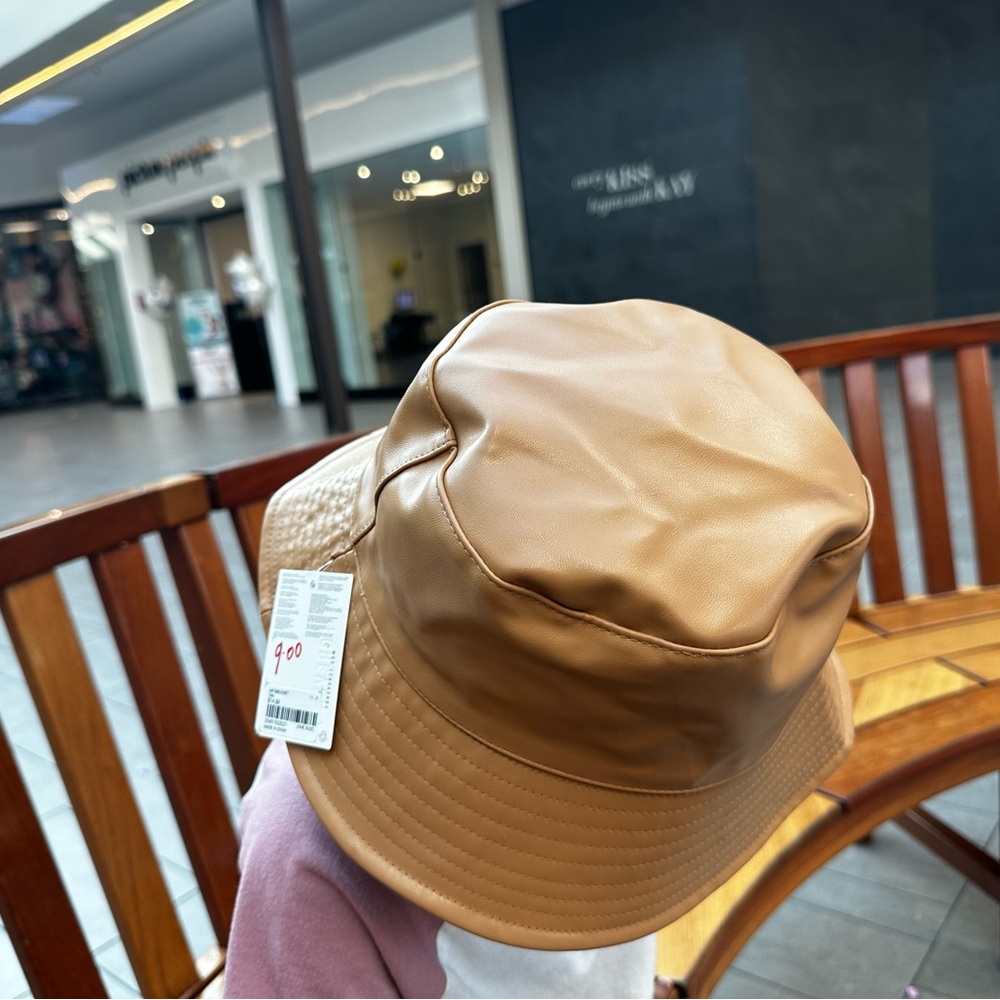 Faux leather bucket hat